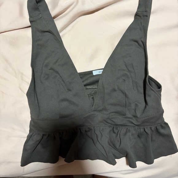 Kimchi Blue Tops - Kimchi Blue Dark Green Peplum Crop